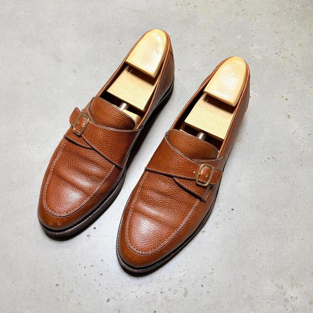 Bruno Magli Men’s Monk Strap Loafers US 13 M Brown Pebble Grain Leather